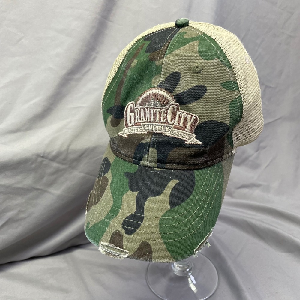 USA Eagle Camo Trucker Hat Mens Mesh Snapback Baseball Cap Distressed Woodland